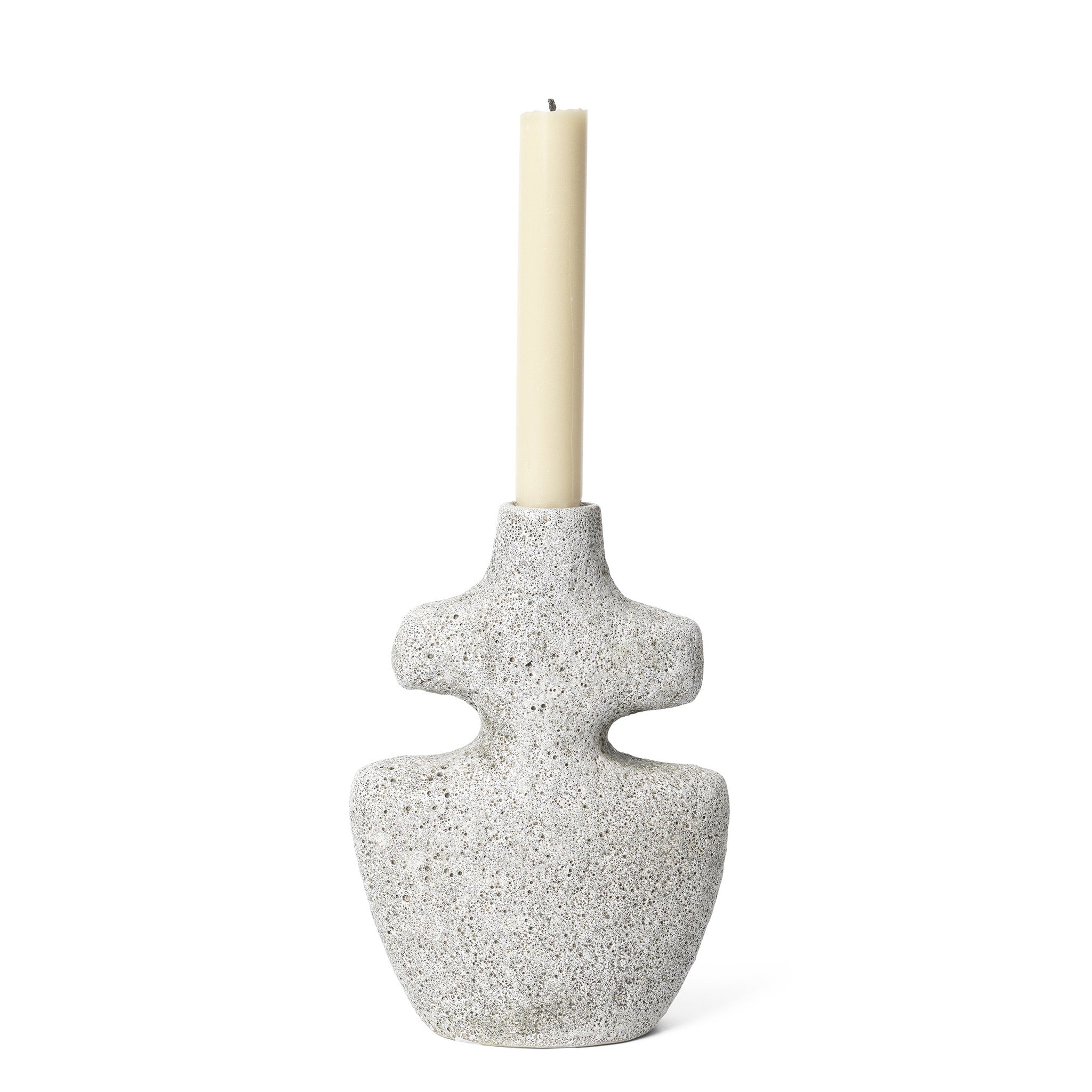 Yara Candle Holder Medium / Grey Pumice by Ferm Living