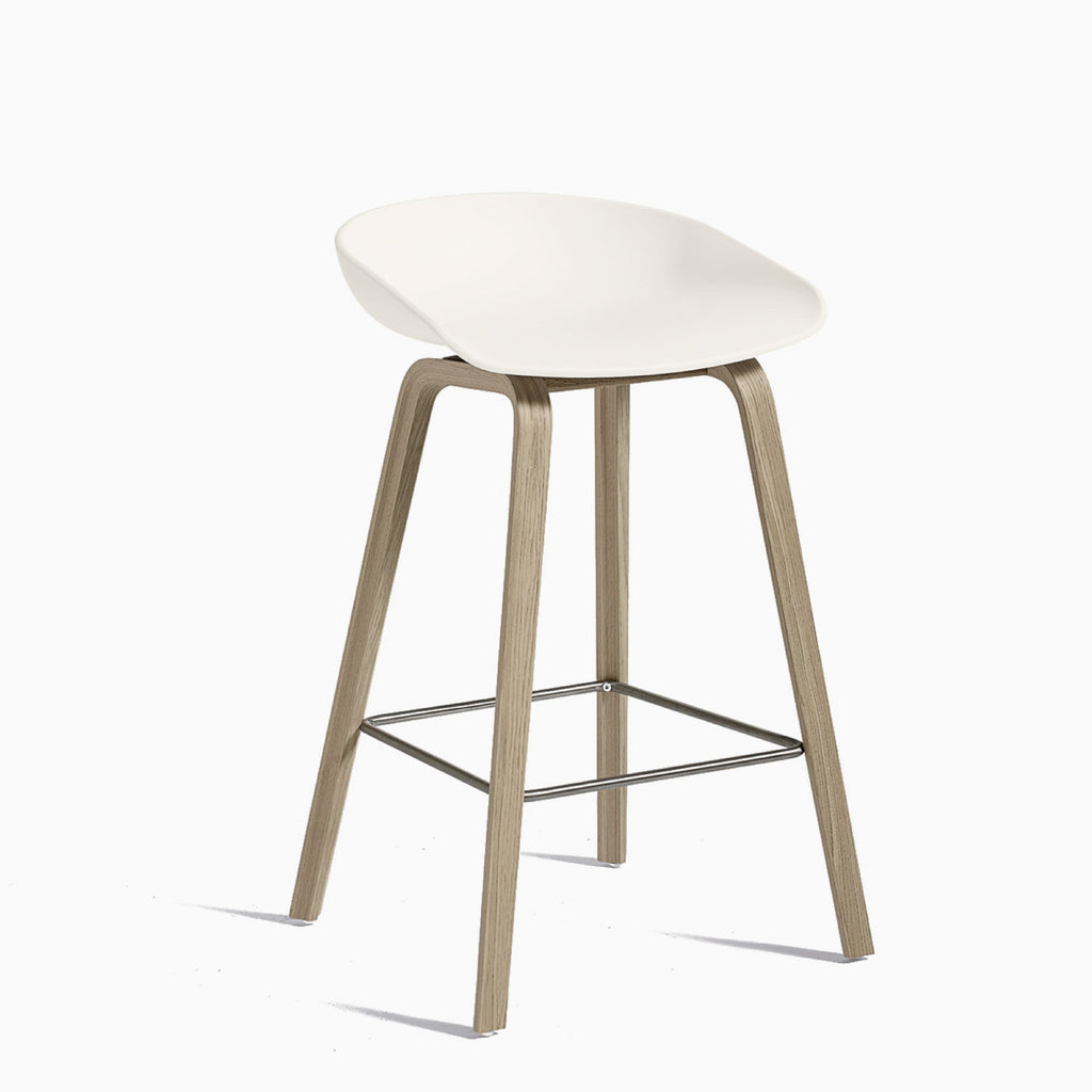 Clearance About a Stool AAS 32 Low / White / Soaped Oak by Hay