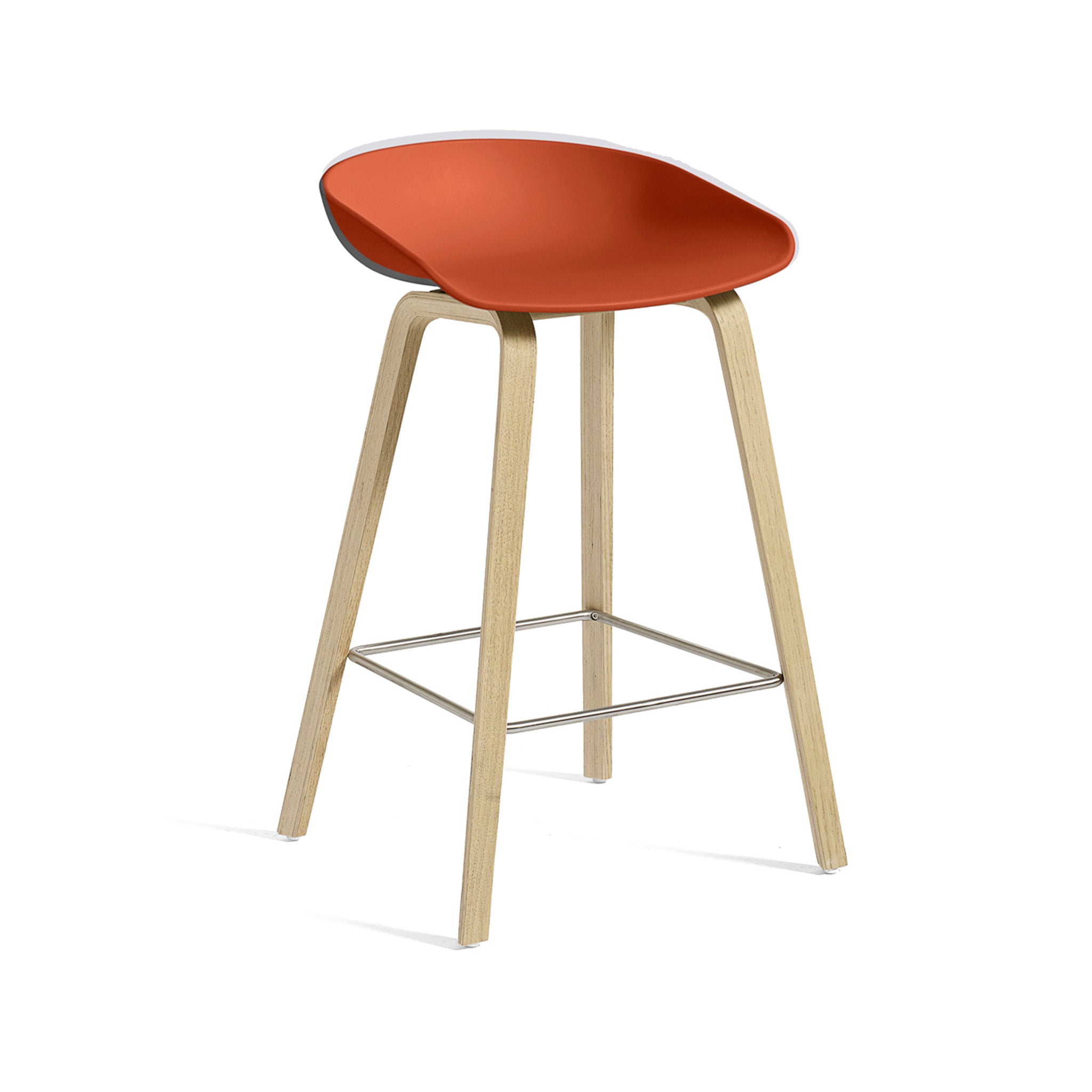 Clearance About a Stool AAS 32 Low / Orange / Matt Lacquered Oak by Hay