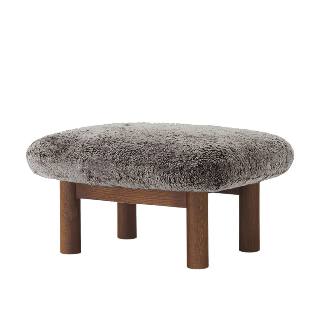 Clearance Brasilia Ottoman / Grey Sheepskin / Walnut By Audo