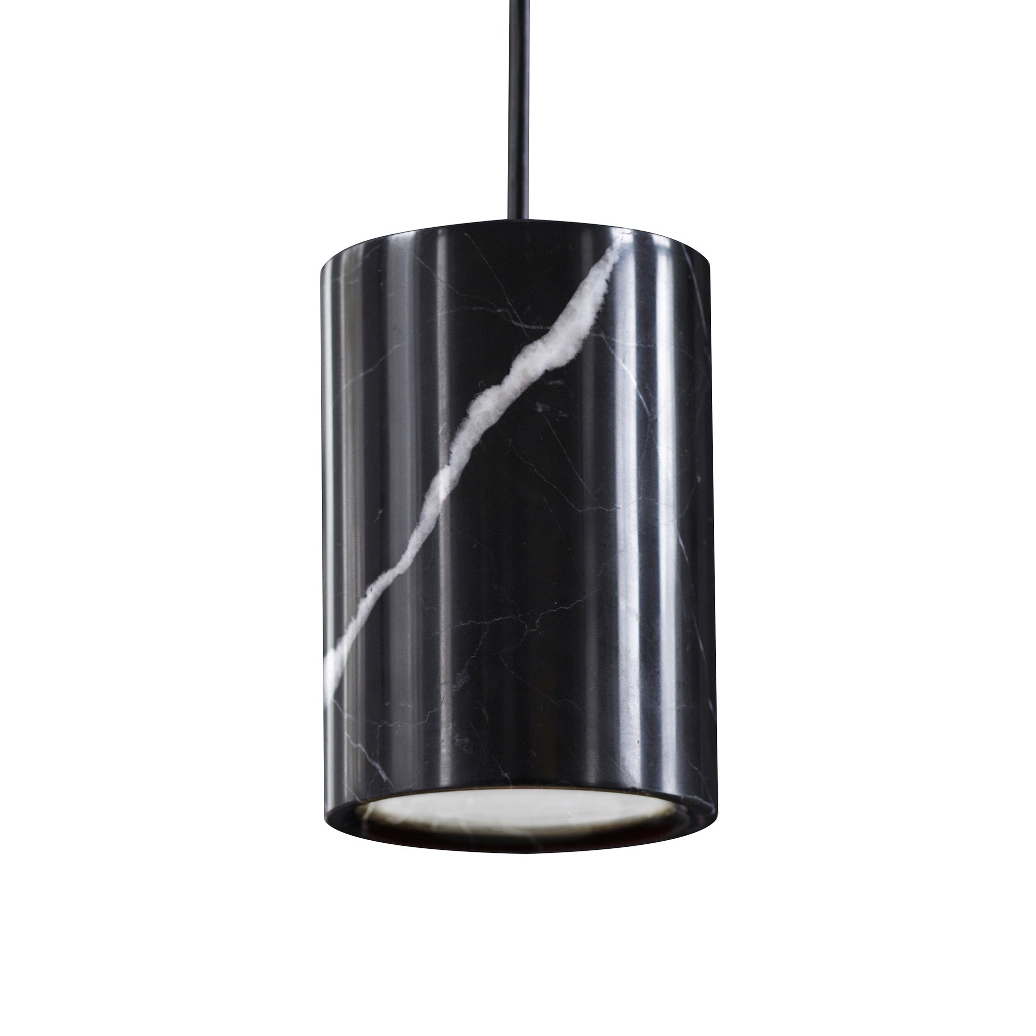 Solid Pendant Cylinder - Nero Marquina Marble by Terence Woodgate (Clearance)