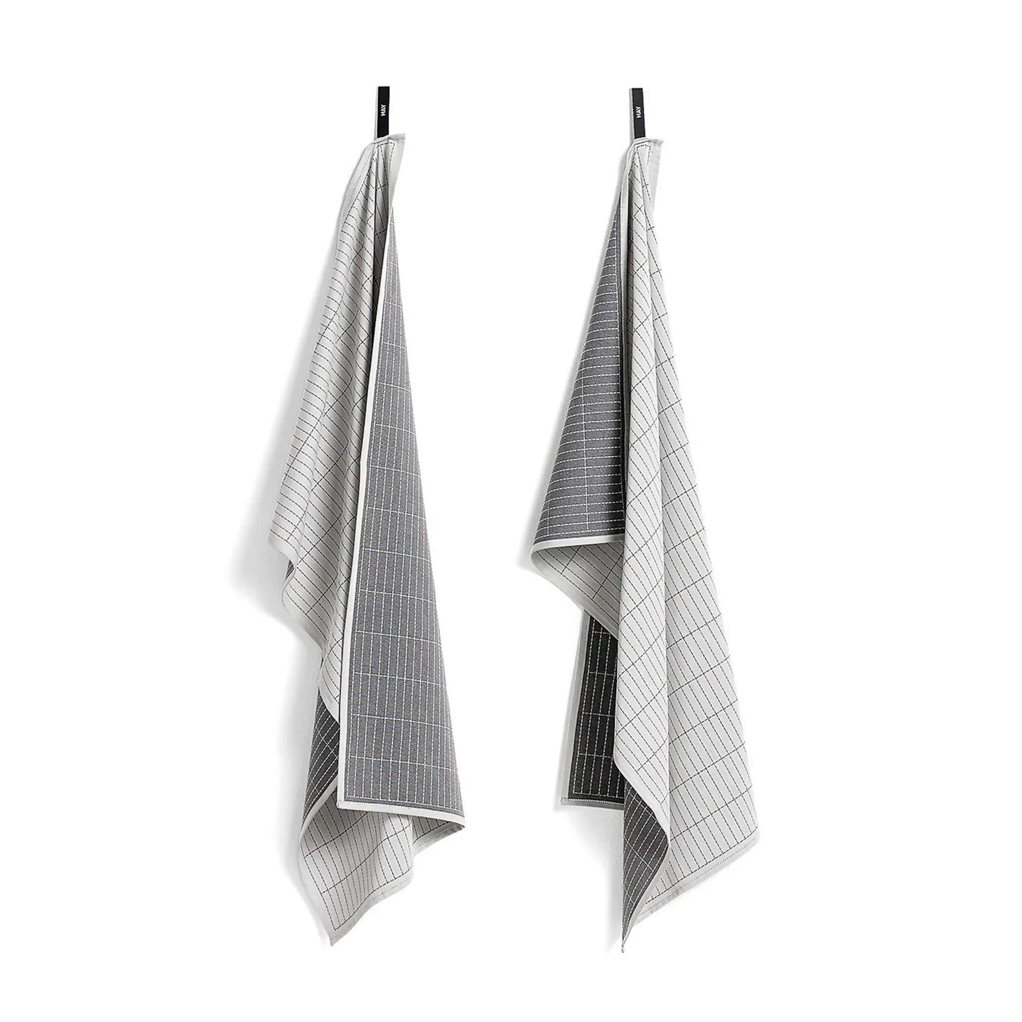 Clearance Dash Grid Tea Towels / Grey by Hay