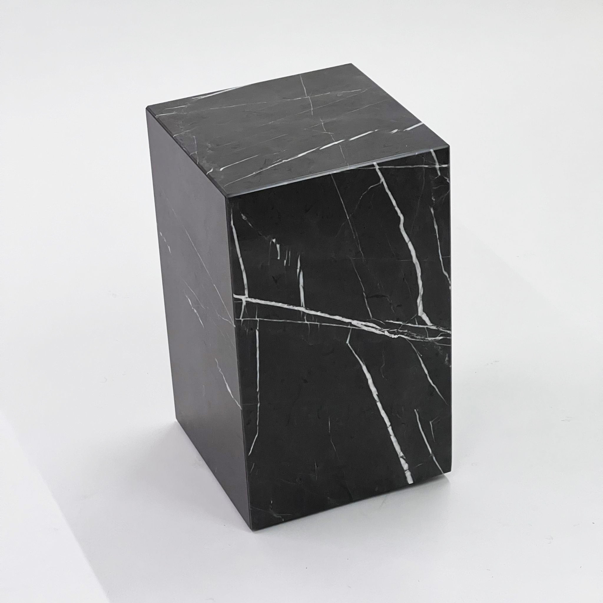 Clearance Plinth Tall / Dark Grey Marble / White Veins by Norm Architects