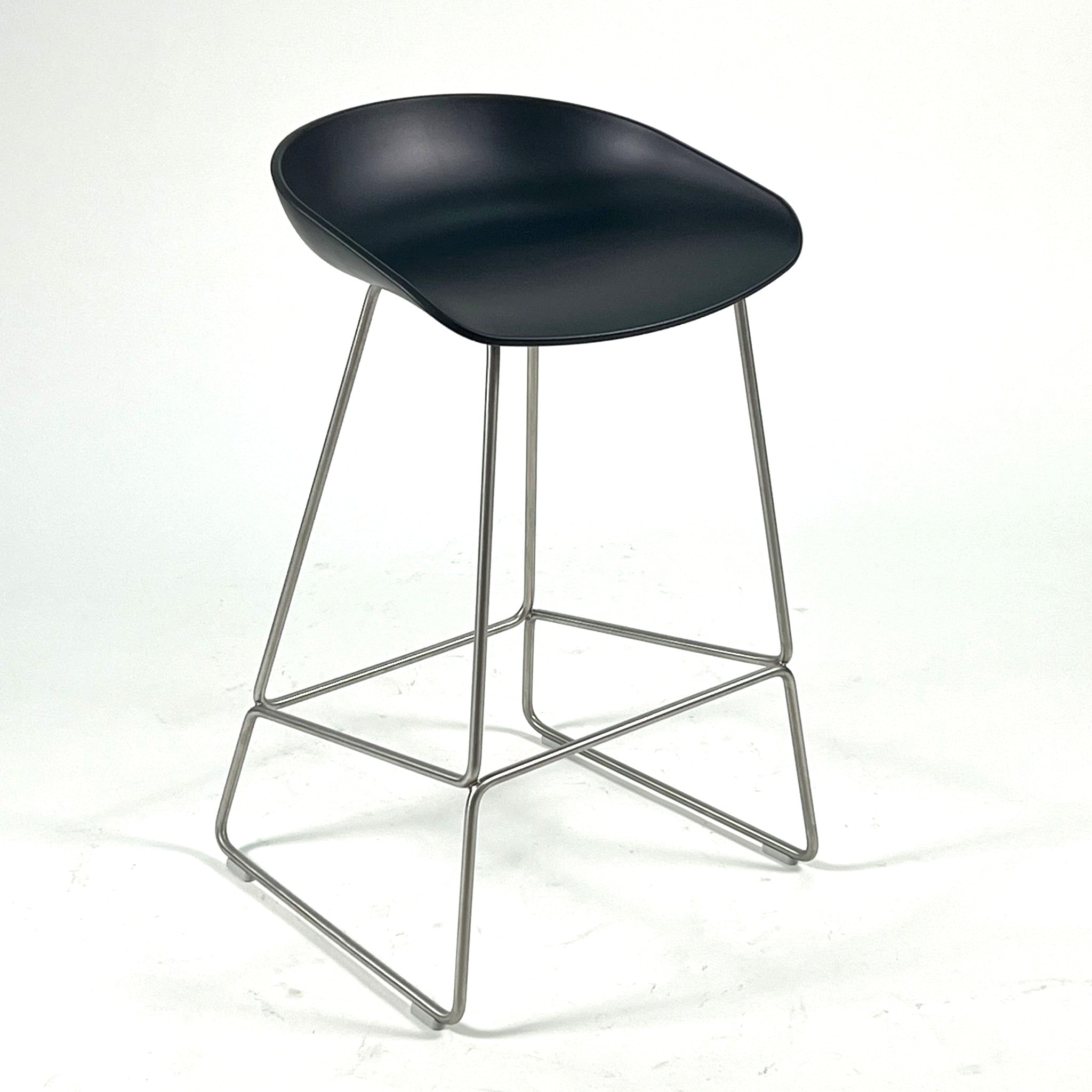 Hay About a Stool AAS 38 Low – Black - Stainless Steel Base (Clearance)