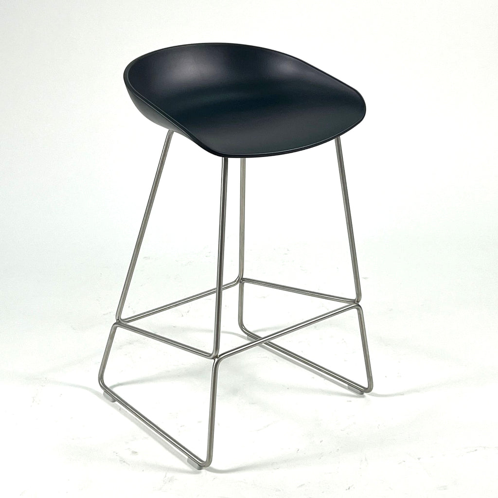 Hay About a Stool AAS 38 Low – Black - Stainless Steel Base (Clearance)