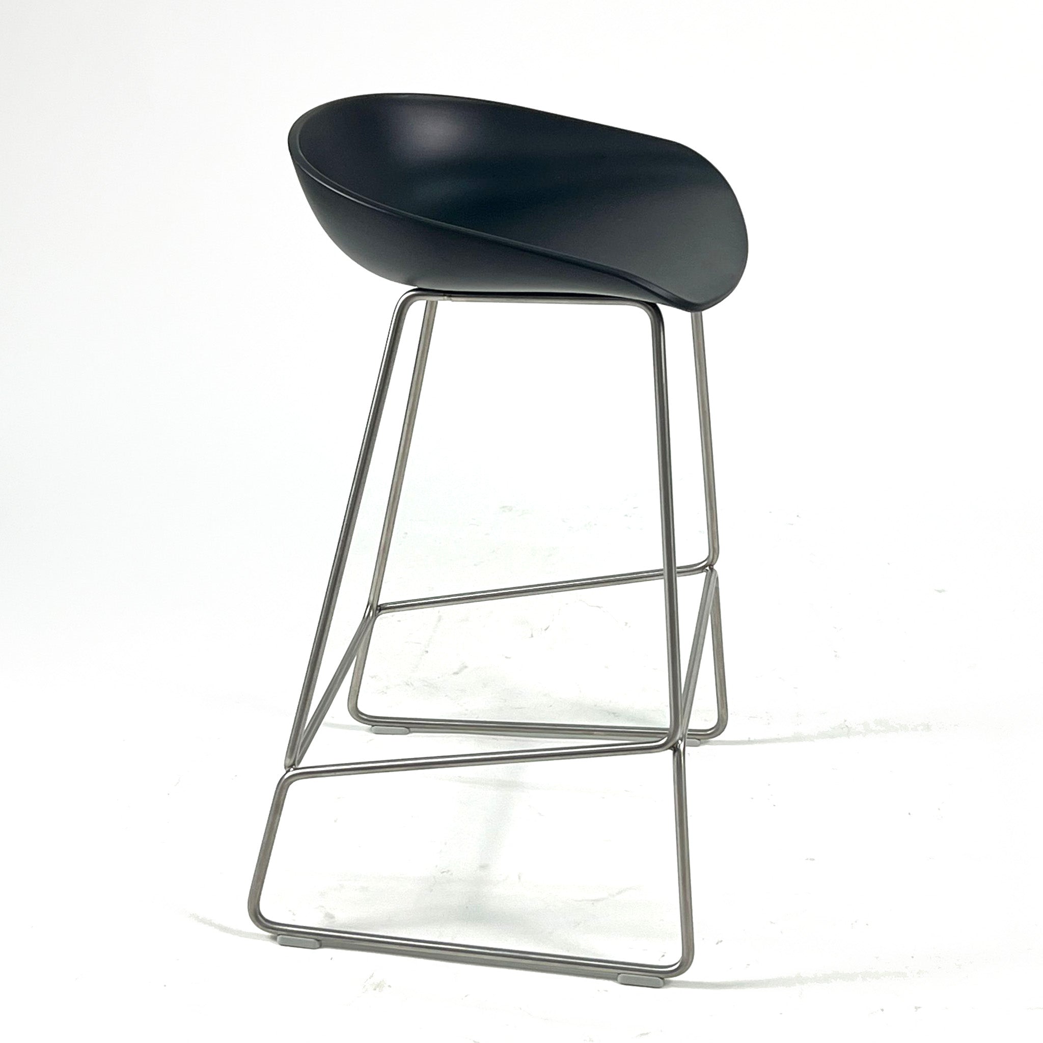 Hay About a Stool AAS 38 Low – Black - Stainless Steel Base (Clearance)