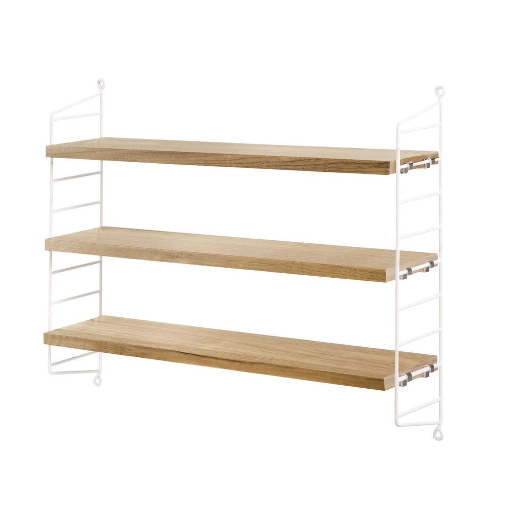 Clearance String Pocket Shelf / White + Oak / A117