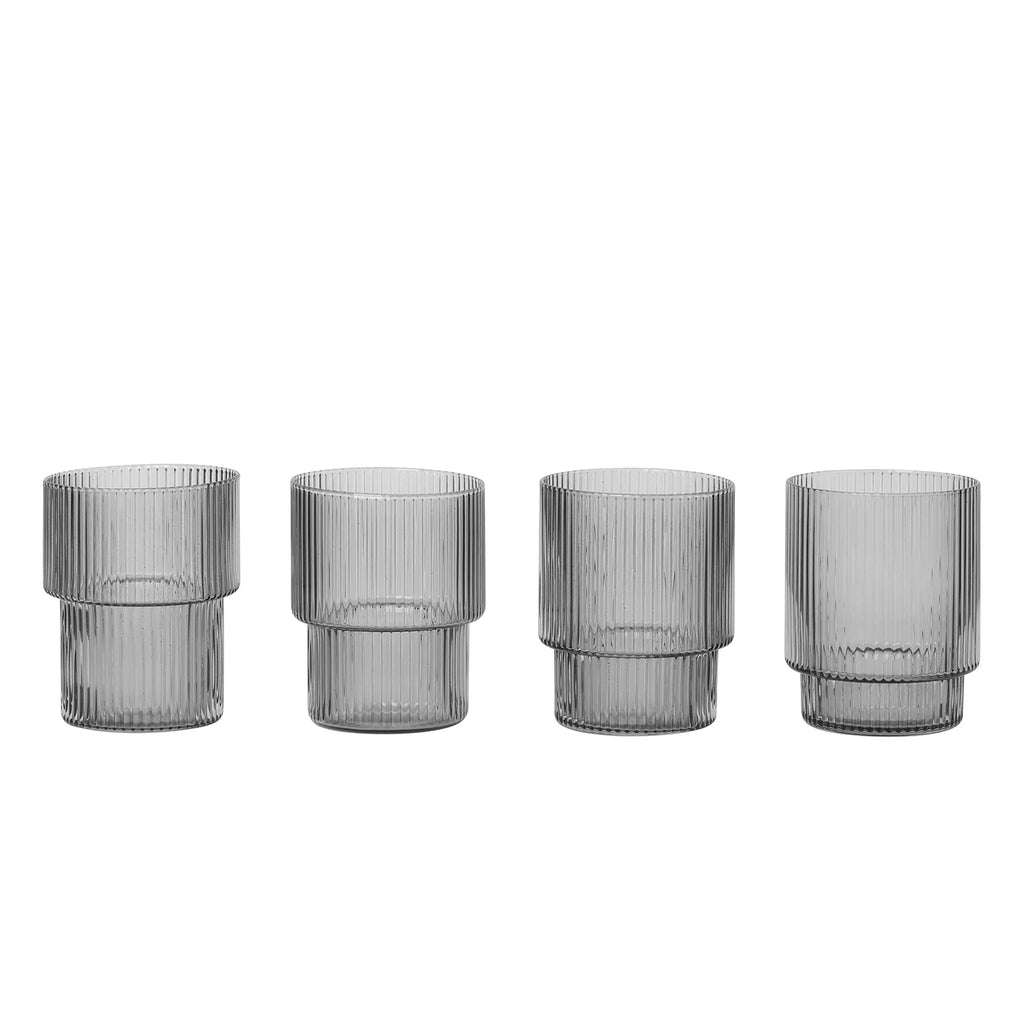 Ripple Glasses - Set of 4 Smoked Grey