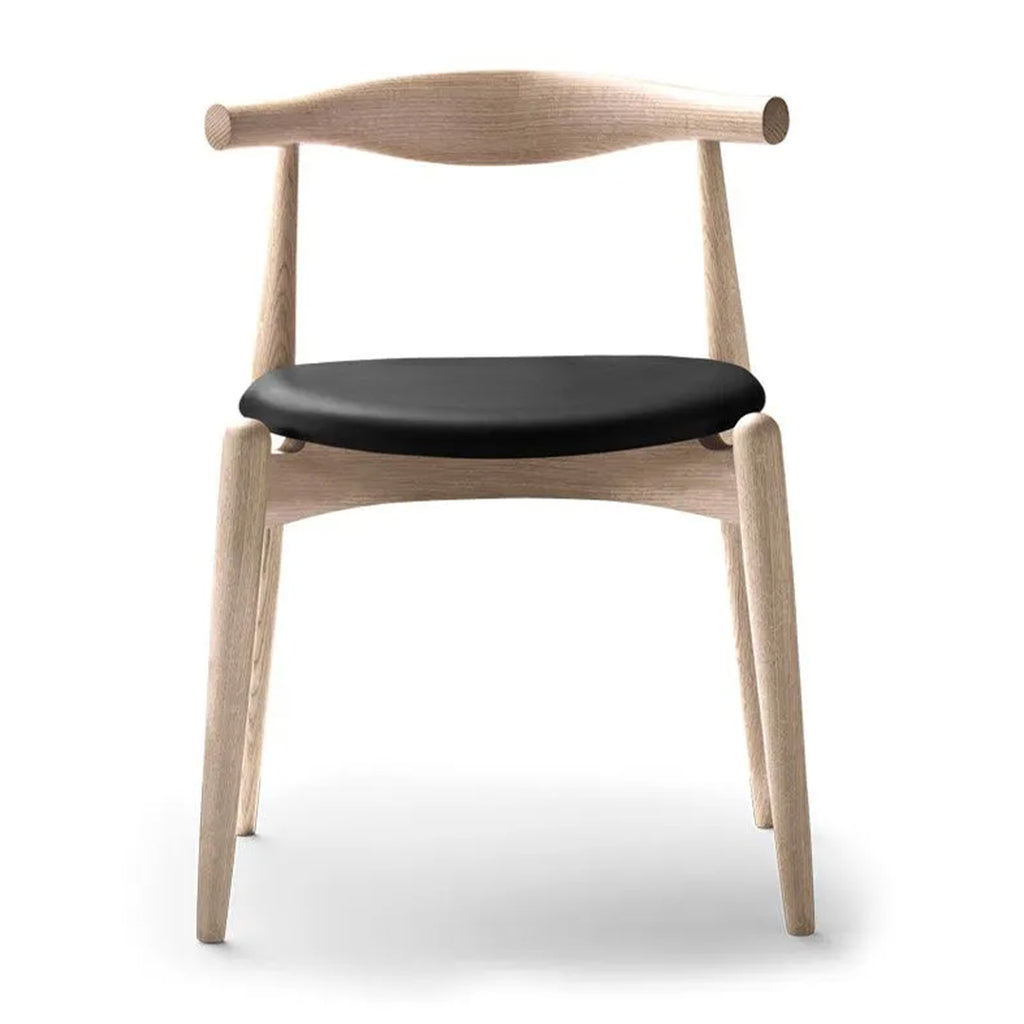 Clearance CH20 Elbow Chair / Soaped Oak / Black Sif Leather