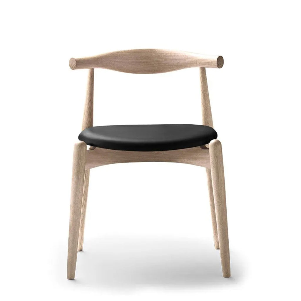 Carl Hansen & Søn CH20 Elbow Chair – Soaped Oak – Black Sif Leather (Clearance)