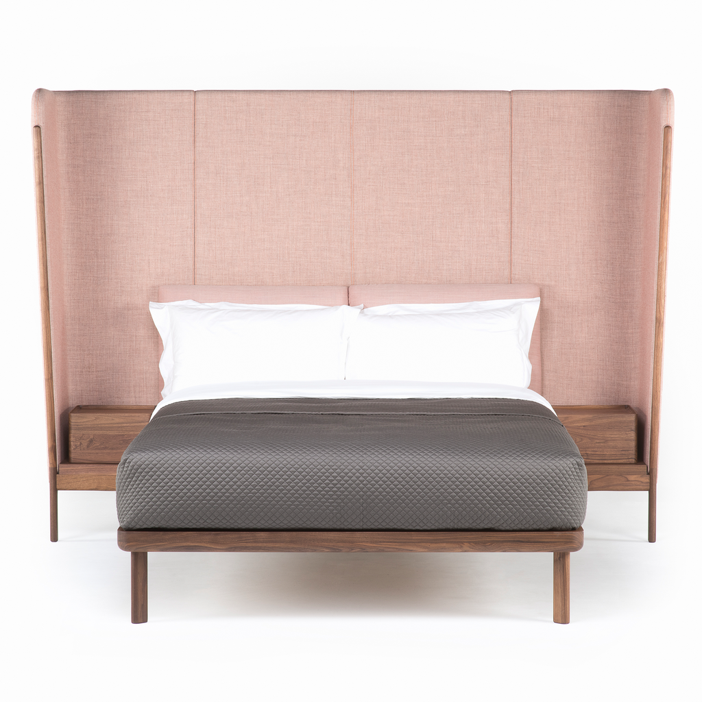 Dubois Bed Tall Headboard with Tables by Luca Nichetto