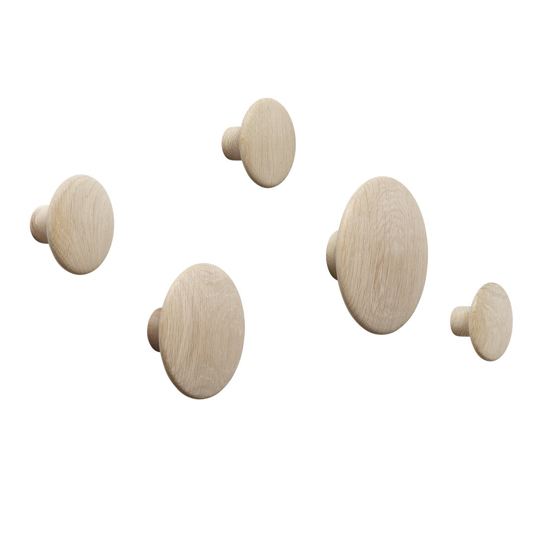 The Dots Hooks Set of 5 Wood by Muuto