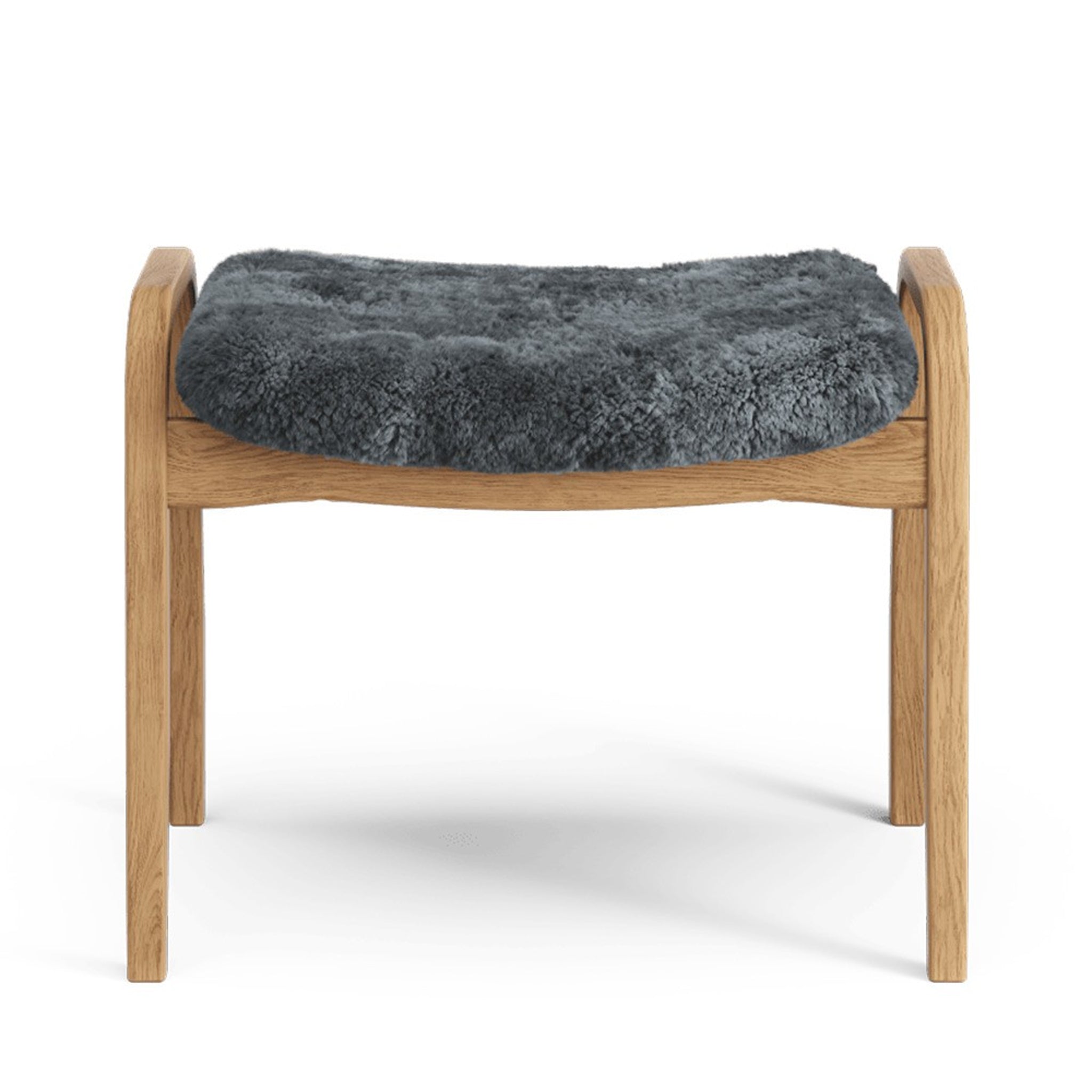 Lamino Footstool / Oiled Oak / Charcoal Sheepskin by Swedese (Clearance)