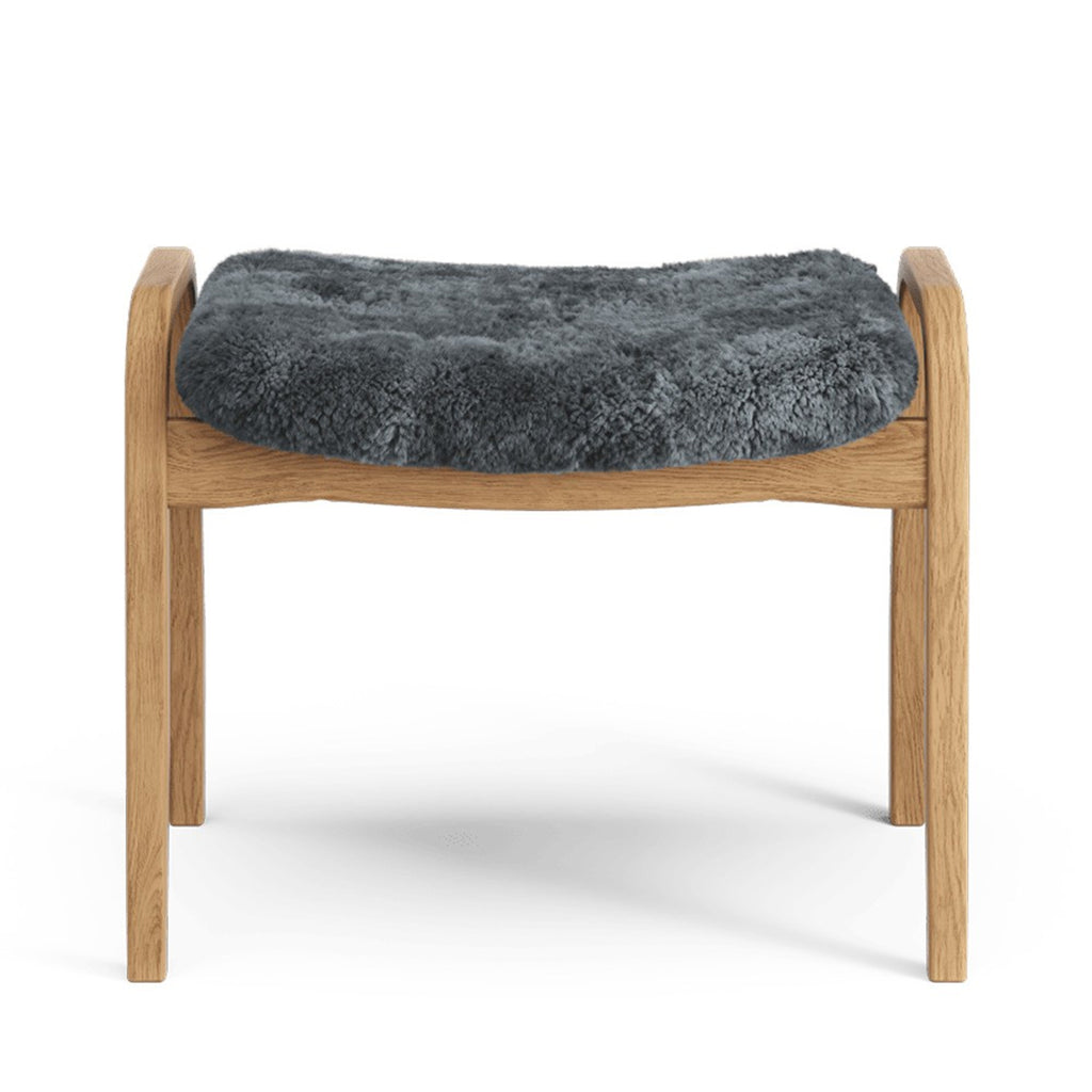 Lamino Footstool / Oiled Oak / Charcoal Sheepskin by Swedese (Clearance)