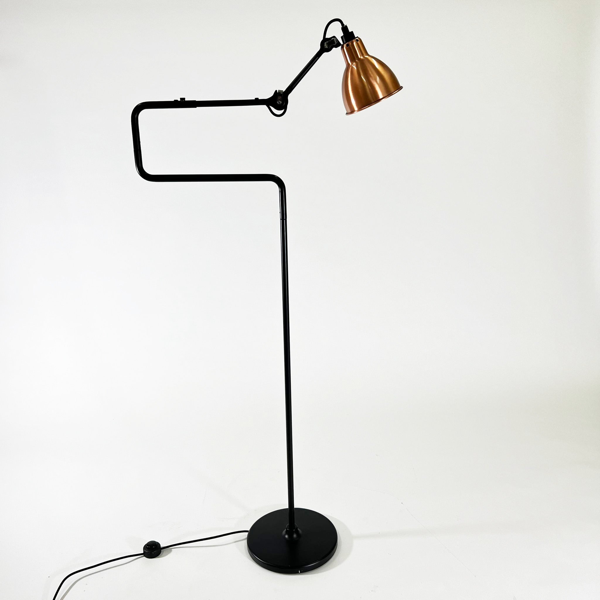 Clearance Lampe Gras N°411 Floor Lamp / Black with Copper Shade by La Lampe Gras